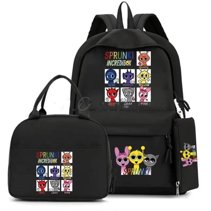 Cartoon Peripheral Printing Fashion Children'S Schoolbag Three-Piece Meal Bag Casual Pencil Bag