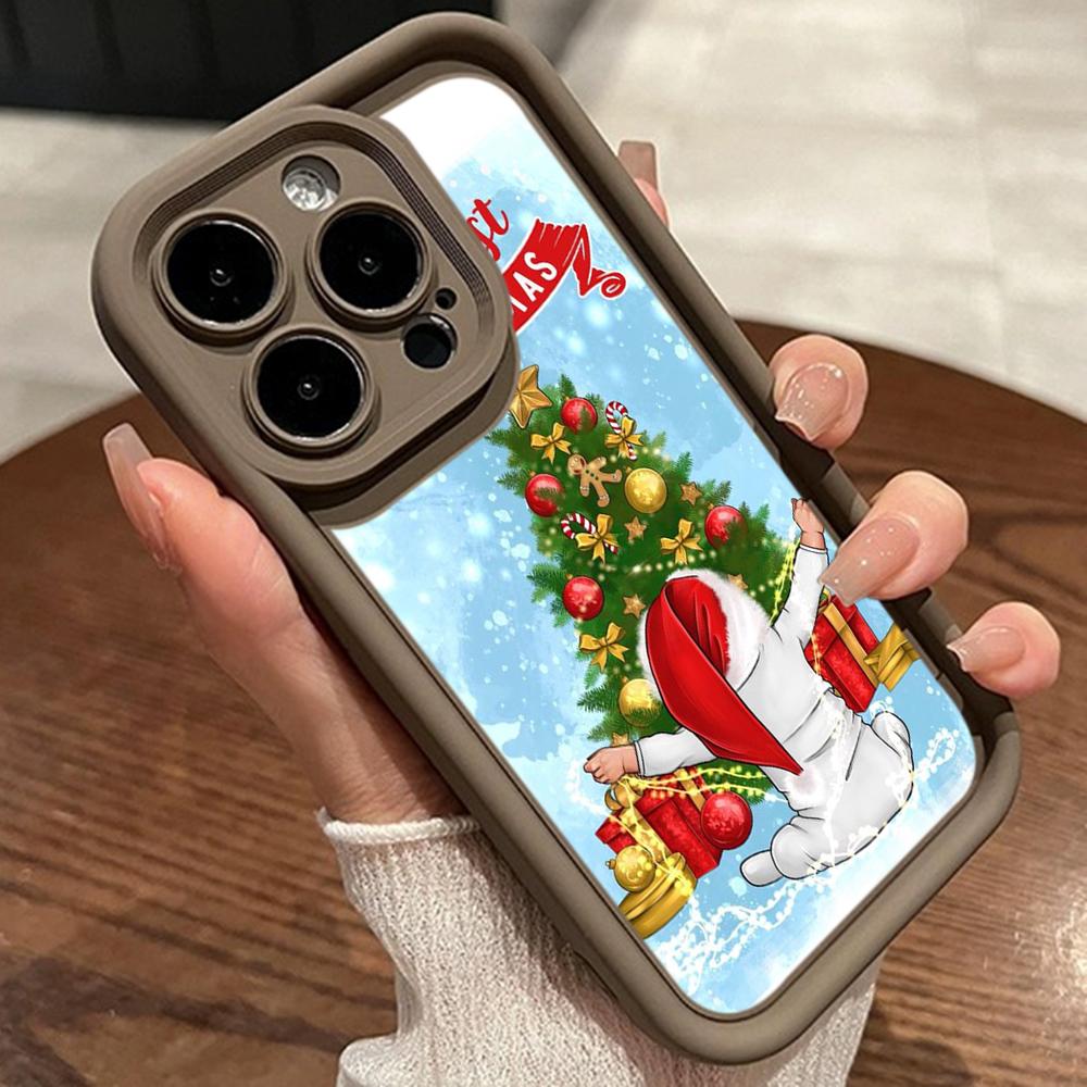Ae108 Happy New Year Merry Christmas Phone Cases for iPhone 16 14 13 11 Pro Max 15 7 8 6s Plus 12 Mini XR XS Max SE Angel Eye Ladder Protective Cover