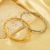 Gold Color Stainless Steel Bamboo Cuff Bracelets for Women Luxury Wedding Jewelry Female Bangles Gift