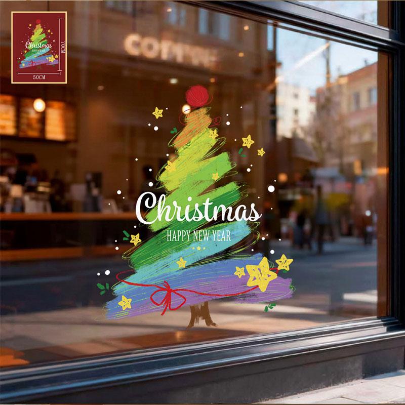

2026 Happy New Year Christmas Decorative Sticker Glass Window Static Sticker Merry Xmas Shopping Center Shop Decorative Sticker