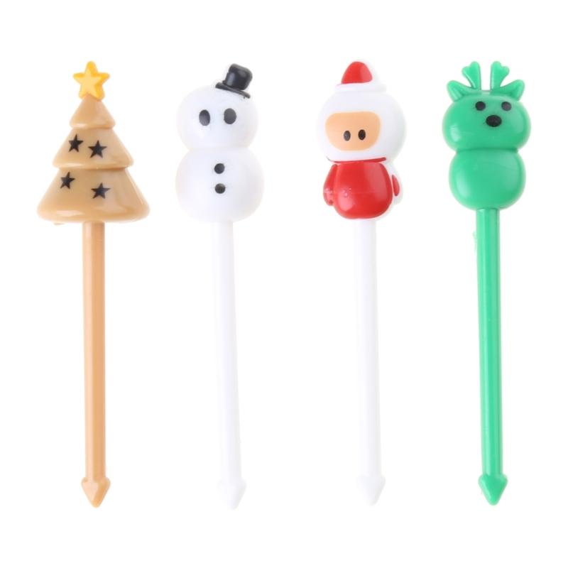 4x Fruit Sign Fork Set for Cake Dessert Pastry Reusable Lunch Box Toothpicks