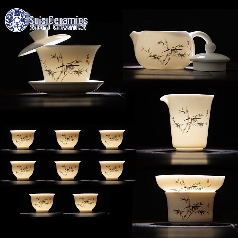 Mutton-fat Jade Ceramic Tea Set