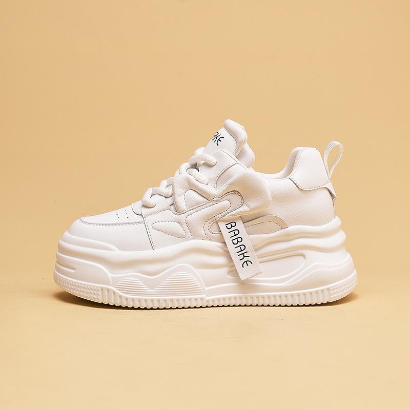 

2025 spring new popular little white shoes women s ins trendy versatile sports and leisure shoes leather heightening platform women s shoes 40 белый