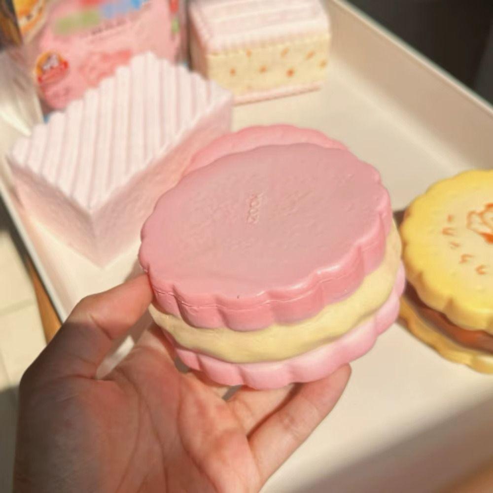 Moist Thick Simulated Bread Toast Squeeze Finger Suction Slow Rising Milk Toast Cookie Squishy Toy Soft Texture Pinch