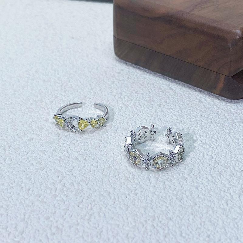 Super Fee Gelb Farbiger Schatz Zirkon Waben Offener Ring Nischendesign Personalisierter Leichter Luxus High-End Ring Frau