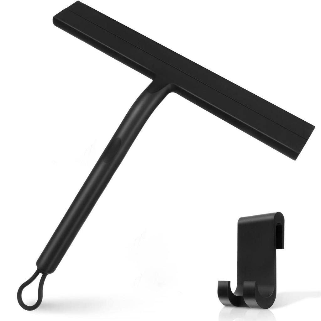 Silicone Glass Squeegee with Hook for Bathroom and Window Cleaning
