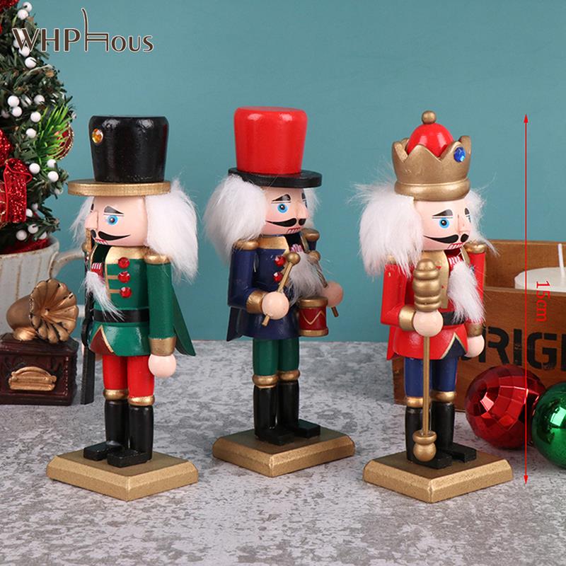 1Pc Christmas Doll Soldier Wood Decoration Made Nutcracker Puppet Desktop Pendants Ornaments For Xmas Tree Party New Year