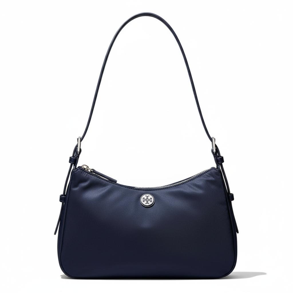 

Tory Burch Zipper Closure Design Brand Logo Nylon Shoulder Bag Small Women shoulder bag Navy-Blue 177335-405 Basic Set (Bag+Dust Bag)