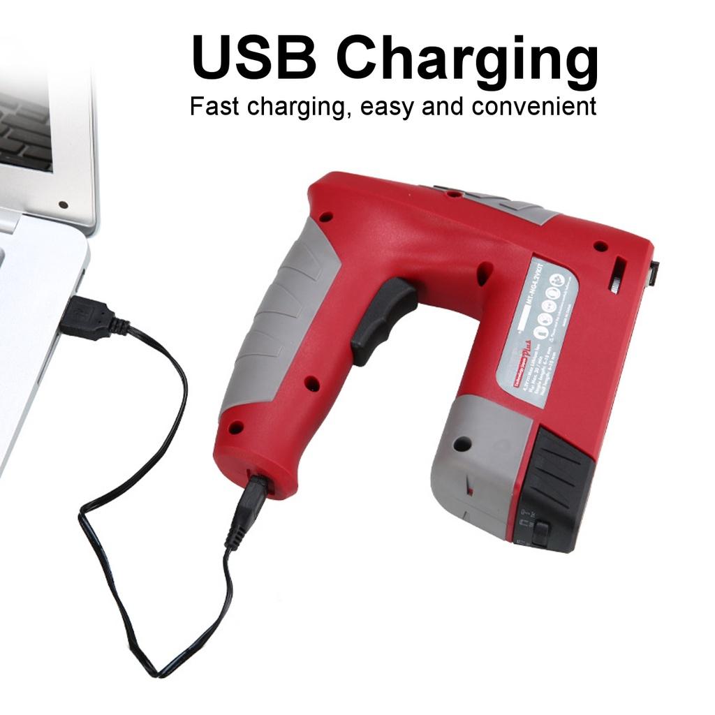 Electric Nailer Gun Stapler Furniture Staple Guns USB Rechargeable Lithium Battery for Frame Woodworking Power Tools 4.2V