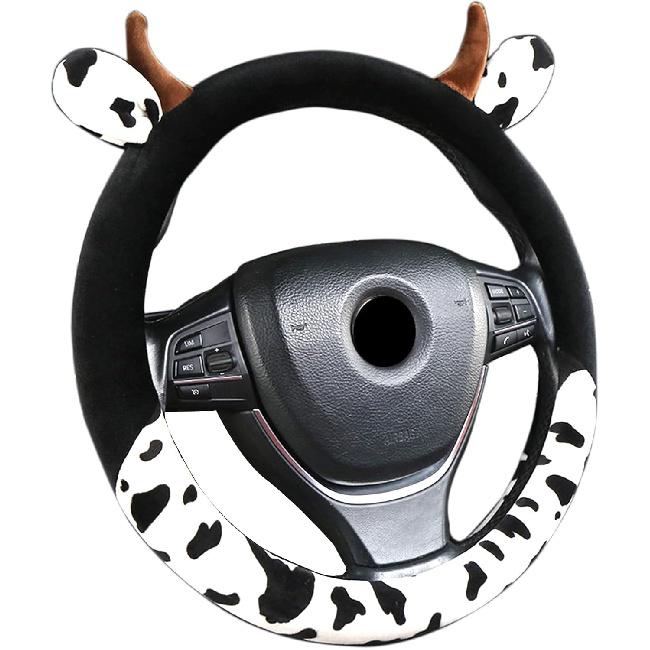 

Cow Print Steering Wheel Cover, Universal 14.5 to 15 Inch Anti Slip and Sweat Absorption Comfortable Auto Steering Wheel Cover, Cute Cow Car
