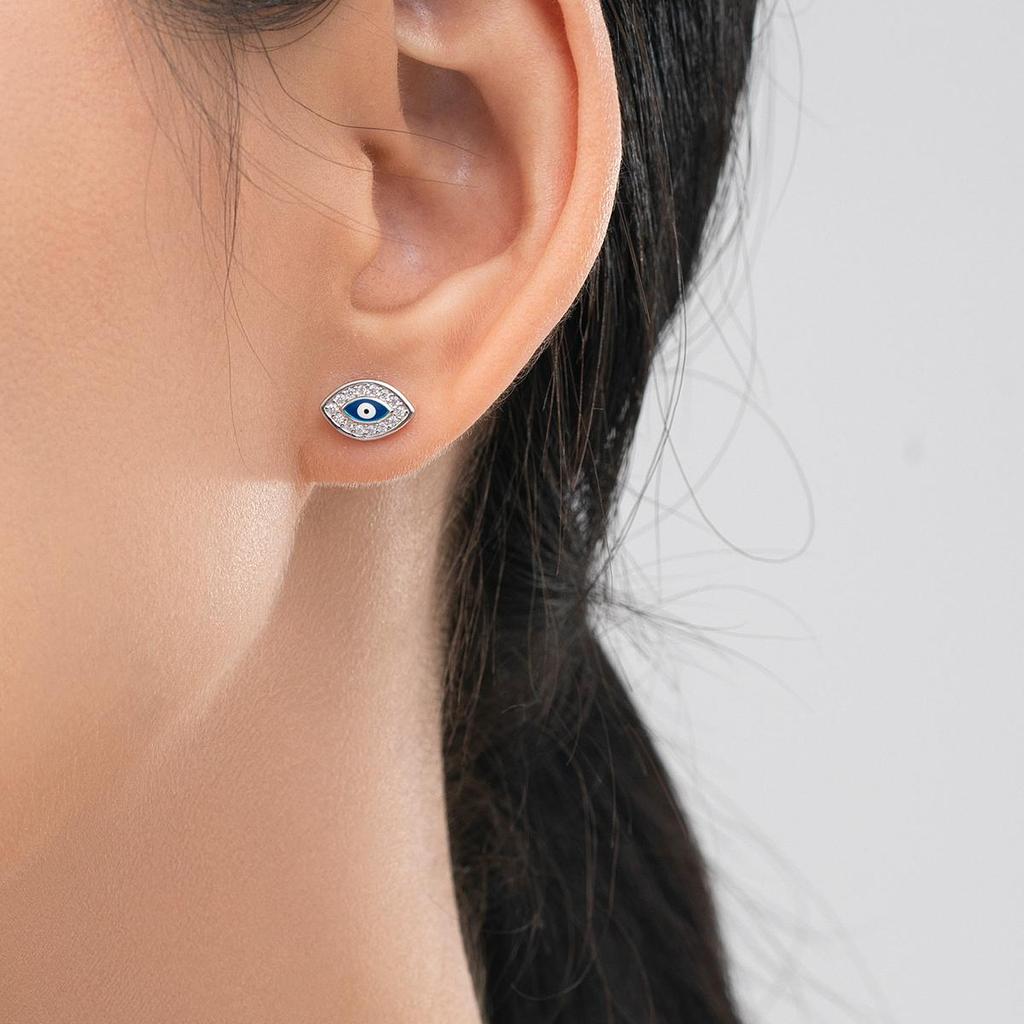 MODIAN CZ Blue Eye Emaille Palm Ohrstecker 925 Sterling Silber Funkelnde Hand der Fatima Ohrring für Frauen Edlen Schmuck