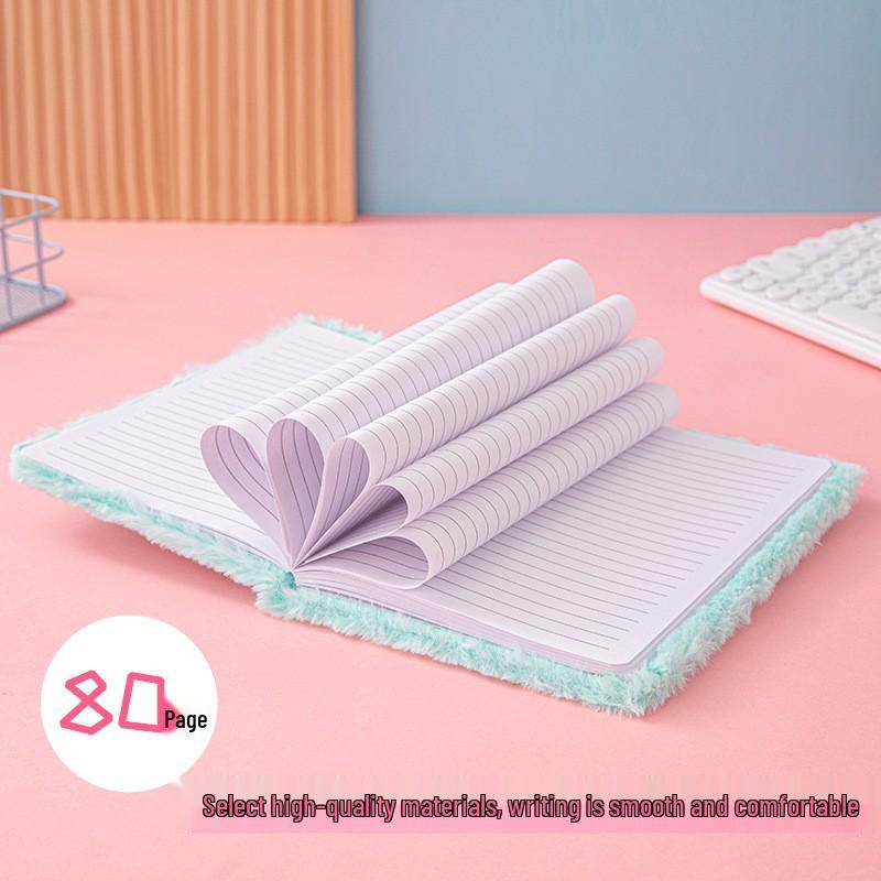 Unicorn Heart Macaron Color Plush Diary: A5 Student Cartoon Planner with Wireless Binding
