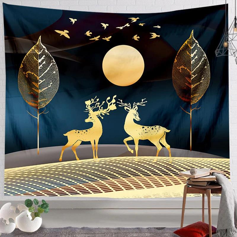 Christmas Elk Deer Tapestry Wall Decor Aesthetic Tapestry Home Decoration College Dorm Room Decor Art Tapestry Wall Hanging Decor