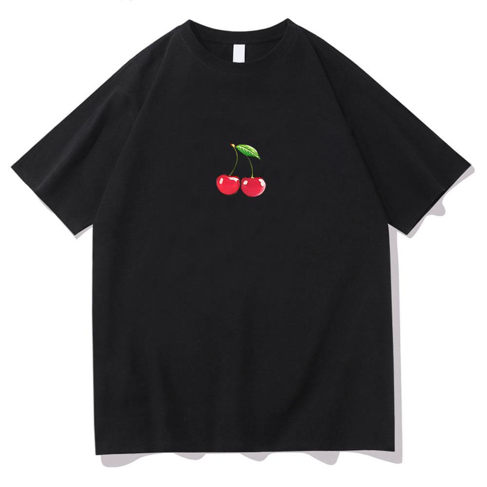 

Megan Fox Cherry Print T-Shirt Graphic Shirt 2026 Summer New O-Neck Short Sleeve Cotton T Shirt Women s Fashion Cartoon Print Tops XS чёрный