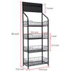 Four-tier Rolling Retail Display Rack, Metal Wire Storage Basket Stand with Pegboard and Hooks, Suitable for Bedroom and Kitchen