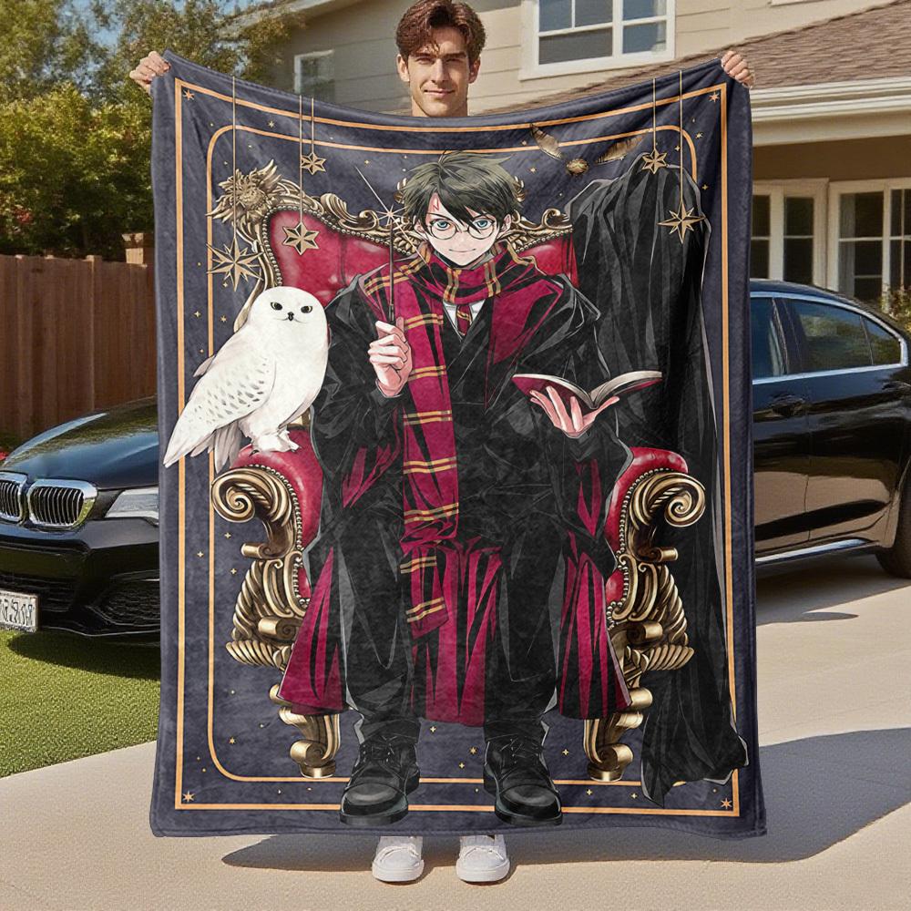 1 Stück Hogwarts Harry Potter Eule Outdoor Flanell Überwurfdecke Ganzjahres Weiche Wärme, Heimdekoration 1031224
