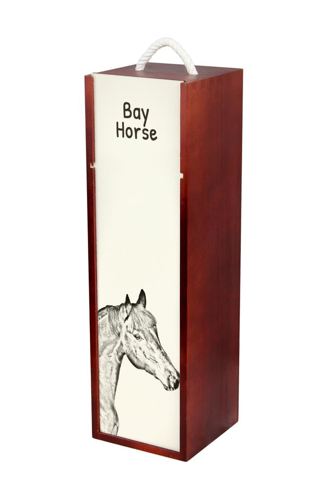 Bay Horse - Wine Box with a Horse, Alcohol Box with Graphics, Personalized Gift Box from the Art-Dog Brand
