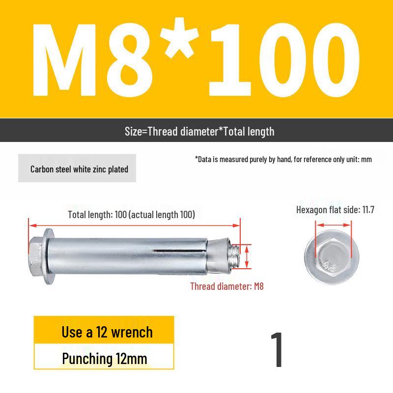 Galvanized External Hex Internal Expansion Bolt Set - M6/M8/M10/M12