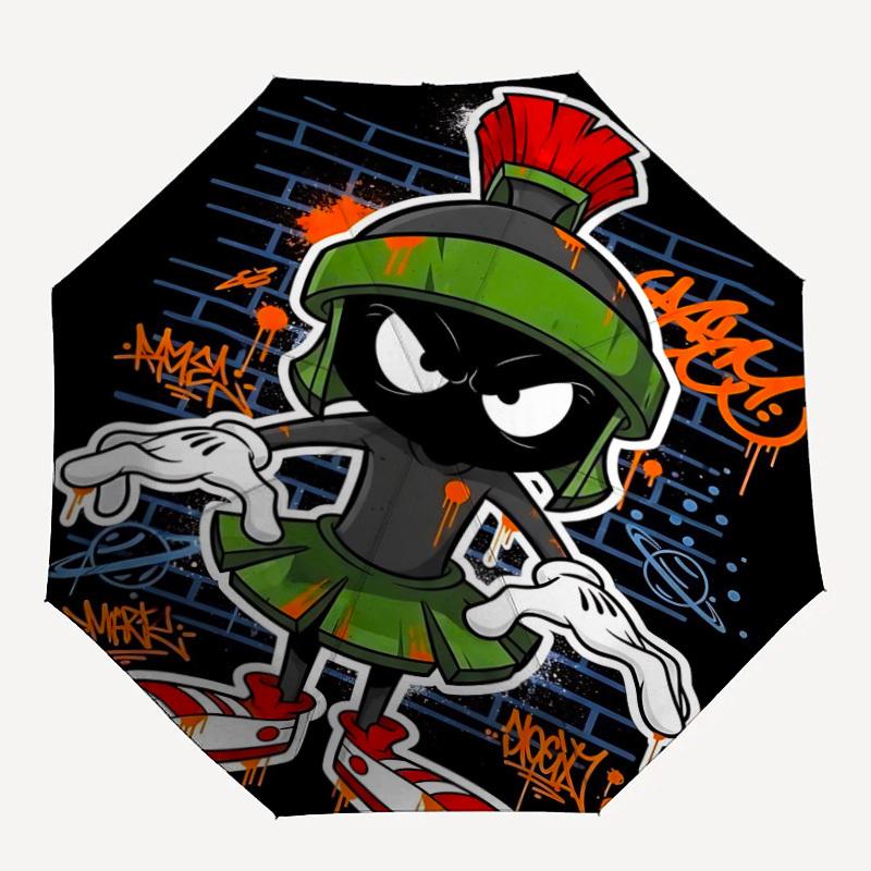 

1pc Marvin the Martian, Graffiti Automatic Folding Umbrella - Compact 8-Rib Design, Durable Plastic & Iron, F104046