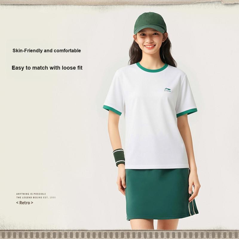 Li-Ning Fashionable Versatile Breathable Comfortable Short Sleeve T-Shirt Women tops White AHSW862-2