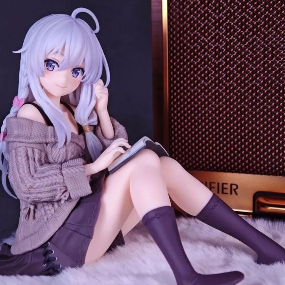 Anime Wandering Witch The Journey of Elaina Figure Elaina Knit Dress Sitting Posture Action Figure PVC Model Toys Collection