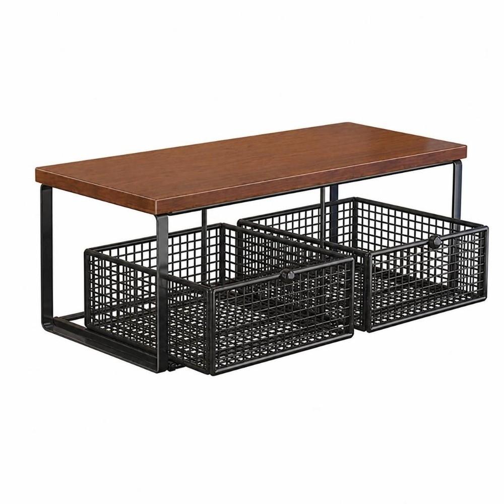 Multi-Layer Metal Storage Rack Solid Wood Countertop Storage Rack Kitchen Countertop