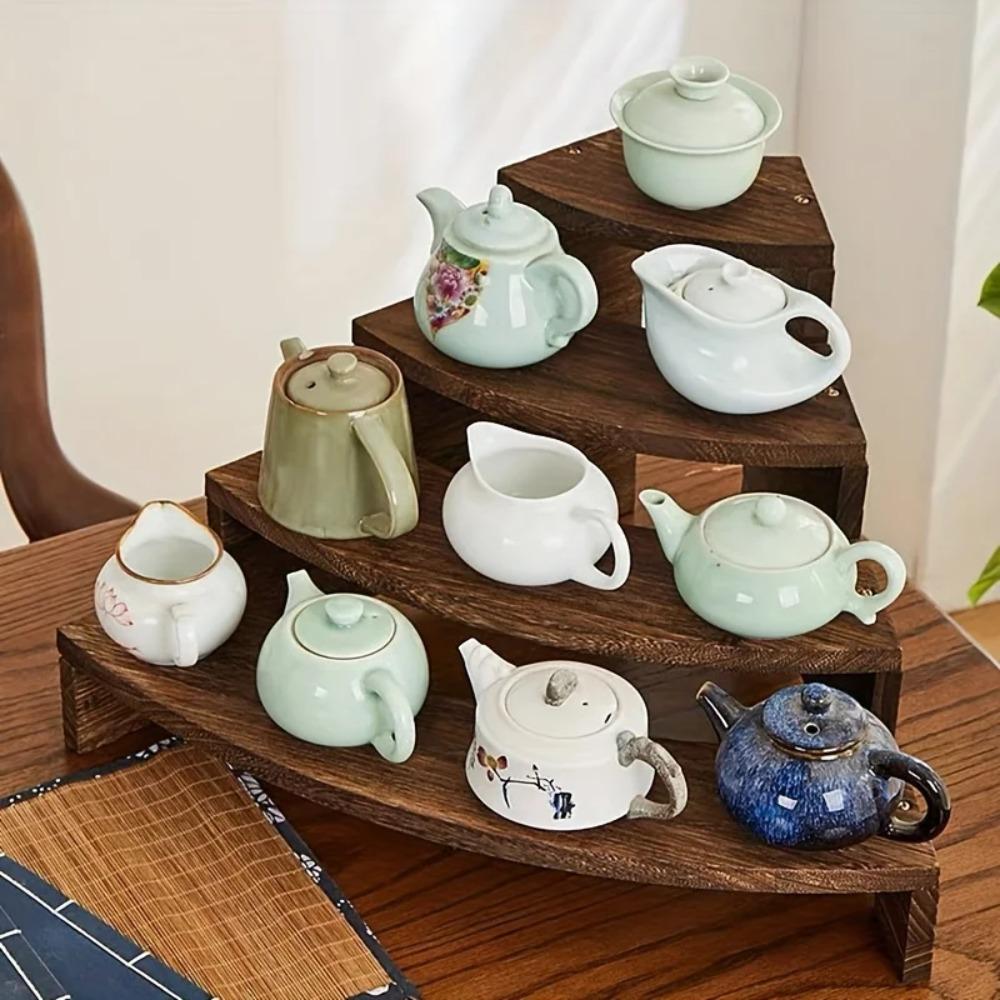 Holz-Stufen-Podeste Ausstellungsständer für Verkäuferveranstaltungen Stapelbarer Holz-Cupcake-Teegeschirr-Ständer Bauernhaus-Dekor Desserttisch-Auslage