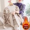 Elegant Knit Top for Middle-Aged & Elderly Women - Autumn/Winter Half-High Collar with Fleece Lining