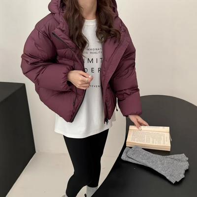 Puff Fluffy Hooded Down Jacket Women's Autumn and Winter Fashion Thickened Short Kendou Bread Jacket