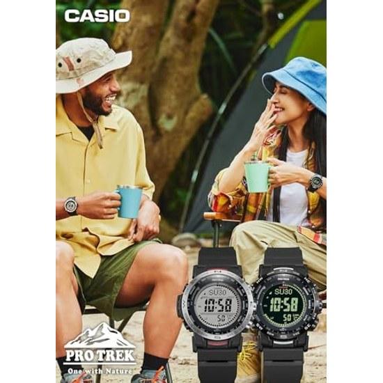 Casio wristwatch Pro Trek domestic genuine product Climber Line radio solar biomass plastic used PRW-35Y-1BJF mens all black