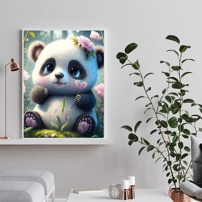 5D DIY diamantová malba Roztomilá sada křížkového stehu pro velkou pandu Mozaika Diamantové vyšívání Růže plná kulatá/čtvercová vrtačka Domácí dekorace