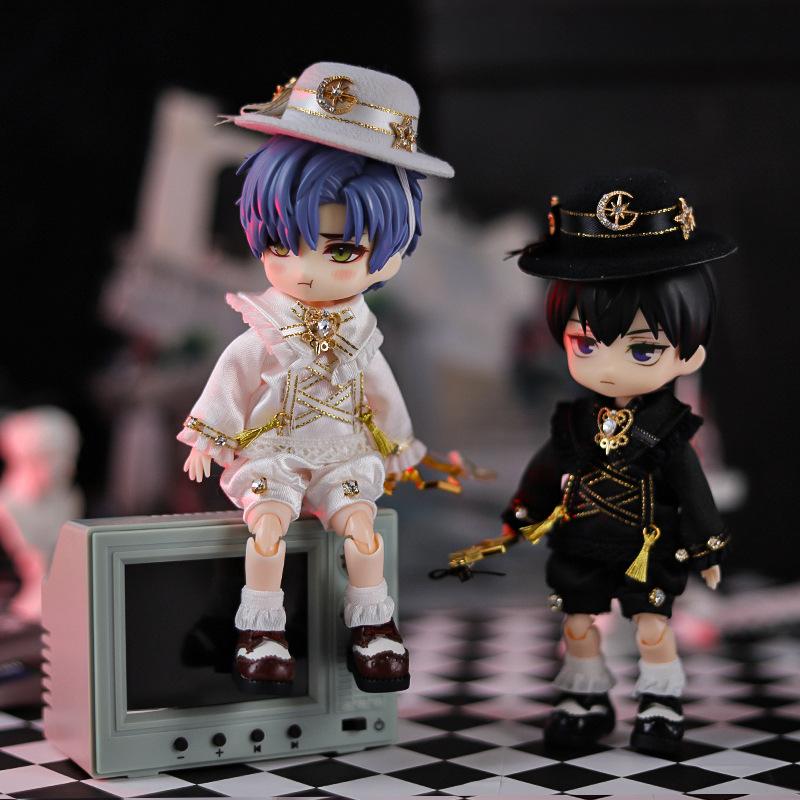 Ob11 Doll Gemini Set Black And White European Style Small Dress Doll Dinner Jackets Clothes For Ymy Dod Doll Body