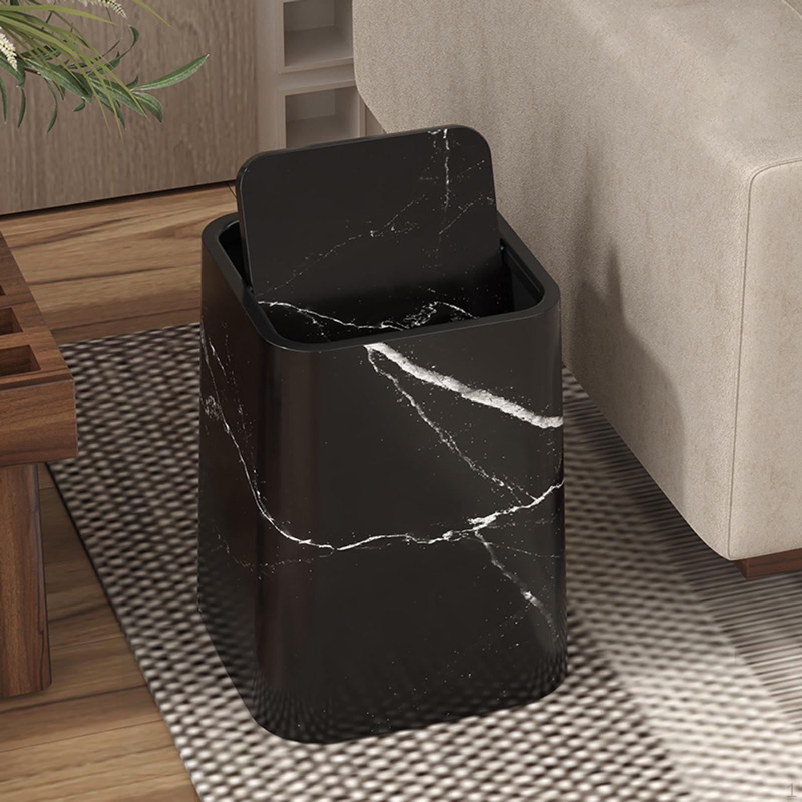 

Мраморная ванная мусорная корзина мусорная корзина многоразовый квадратный мусорный контейнер бытовой S Black