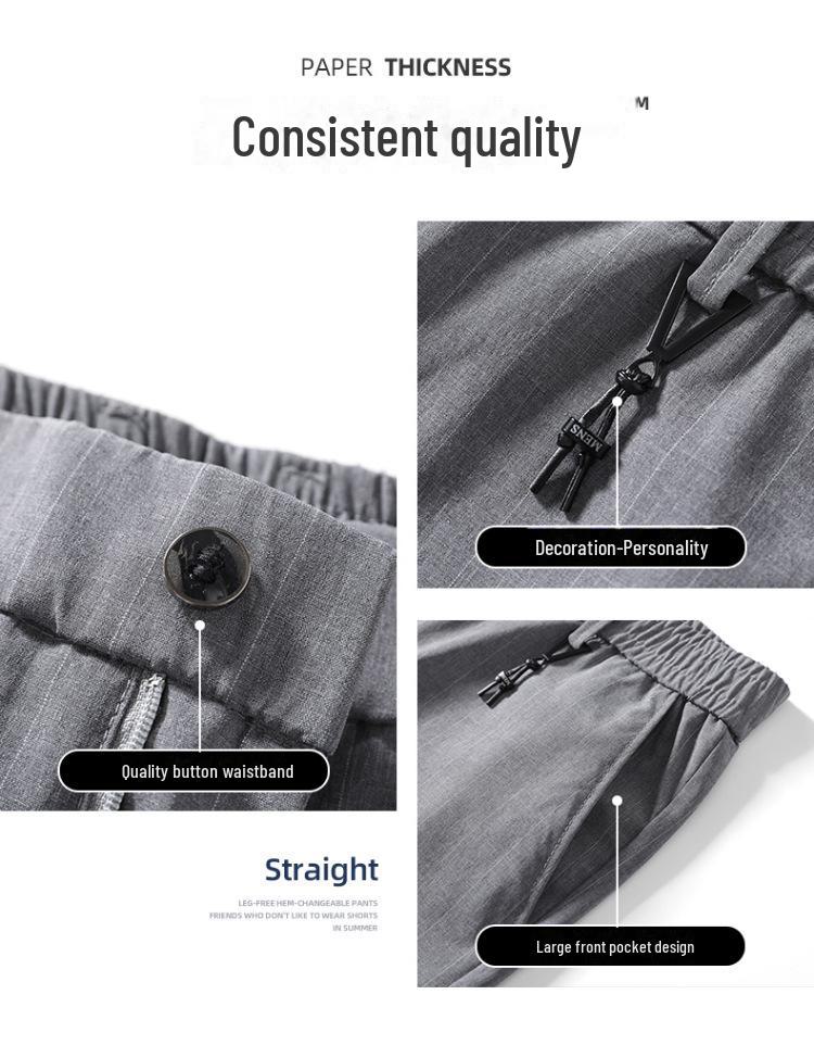 Men's Casual Plaid Elastic Trousers - Korean Style