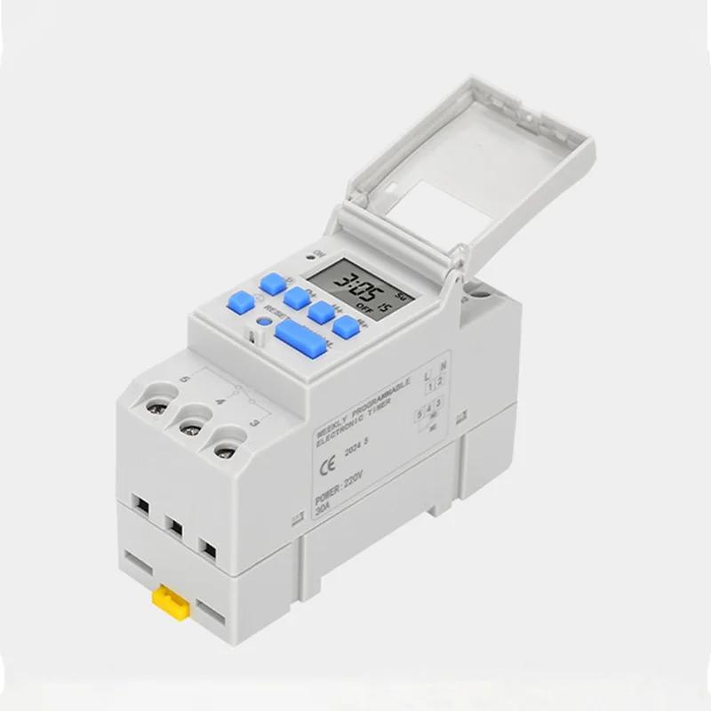 Guide Rail Type Time Control Switch 220V Digital Timer Switch Weekly Programmable Time Relay Control Timer 16 Groups of Settings