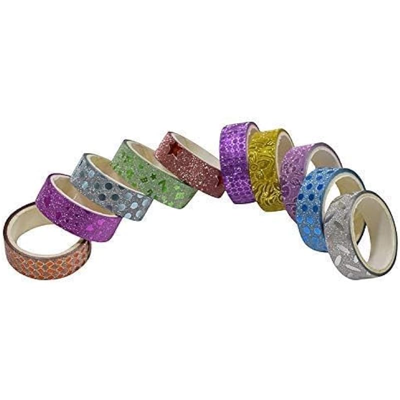 Eclet Pack Of 36Pcs Colorful Decorative Adhesive Glitter Tape Rolls, Color Tape, Designer Tape, Decorative Material Set