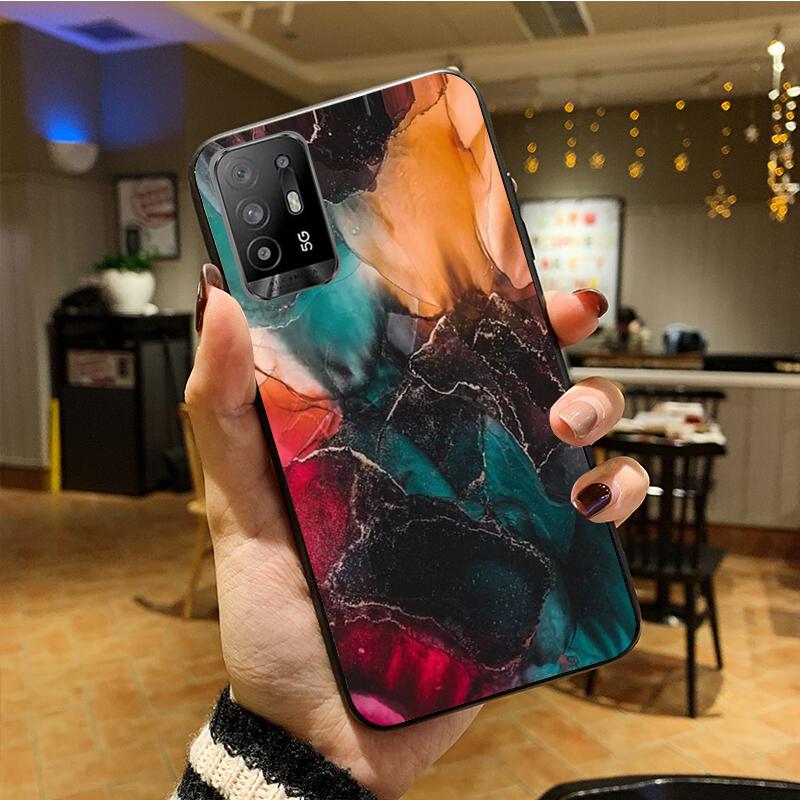 Bunte Marmor Handyhülle für OPPO A54 A74 A94 A53S A9 A5 A15 A16 A91 A96 A76 Reno8 8Pro Reno2 Z