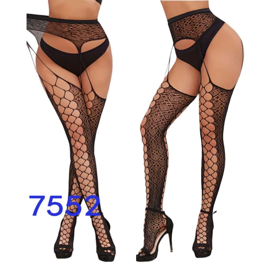 Freeauce Womens Hollow Out Mesh Fishnets Black Stockings Pantyhose Garter Belt Plus Size Sexy Leggings Thigh High White Tights