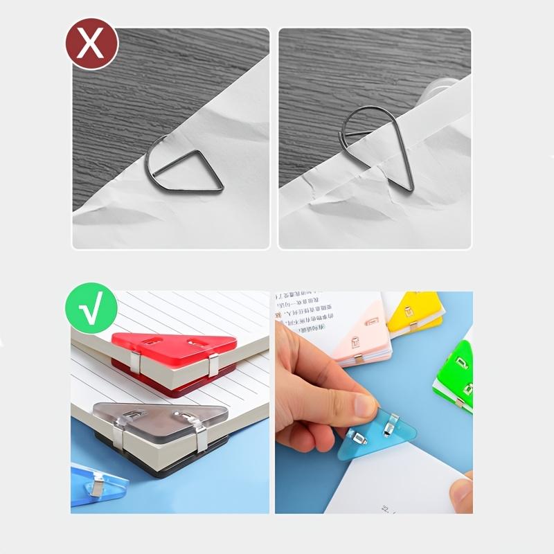 30Pcs Transparent Triangle Corner Clips Plastic Colored Paper Clamps For Office School Test Document Organizing File Fixed Clips