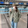 Short student jacket winter new rhombus plaid down  jacket women's loose baseball collar small  jacket