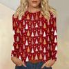 Women's Fashion Casual Christmas Printed Round Neck Long Sleeve Pullover Top