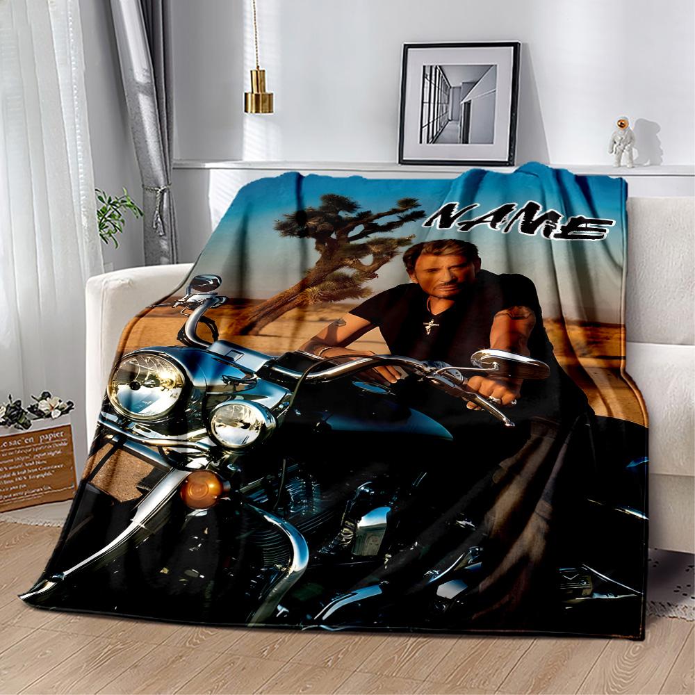 Motorcycle Desert Adventure Personalized Name Blanket Multi-purpose Customizable Blanket Warmthful Decor Great for Nap Chair Living Room Home Decor