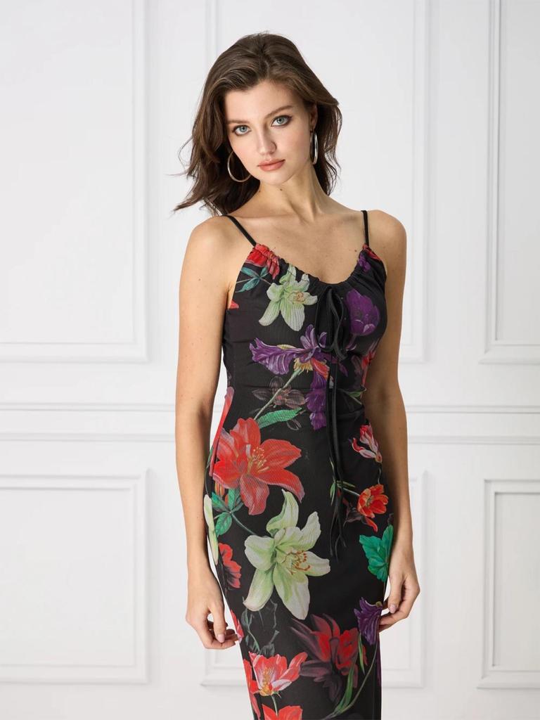 2025 Summer Print Spaghetti Strap Bodycon Dress in European and American Style