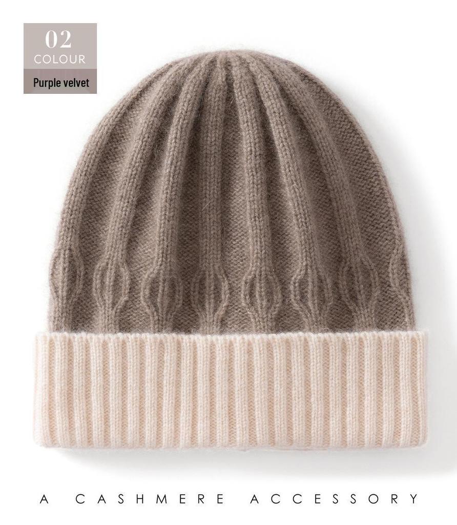 2025 Autumn/Winter Cashmere Kids' Knitted Turban Hat - Cute, Folded Edge, Unisex Hat