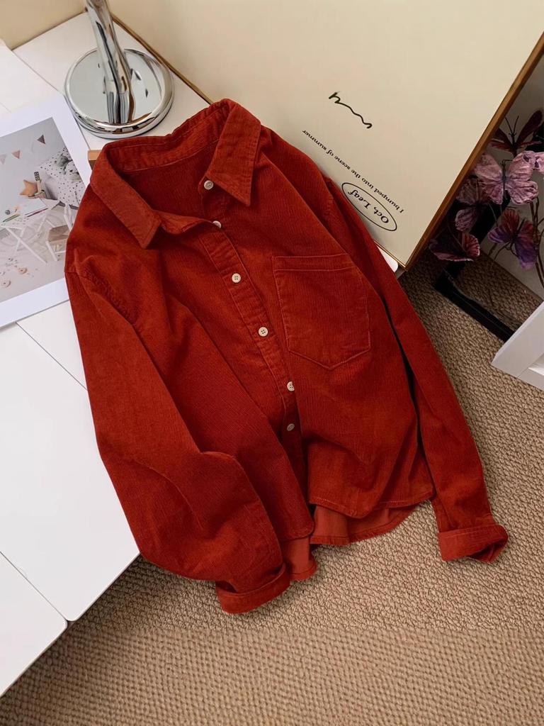 Women's Artistic Retro Corduroy Long-Sleeved Shirt - 2025 Autumn Collection