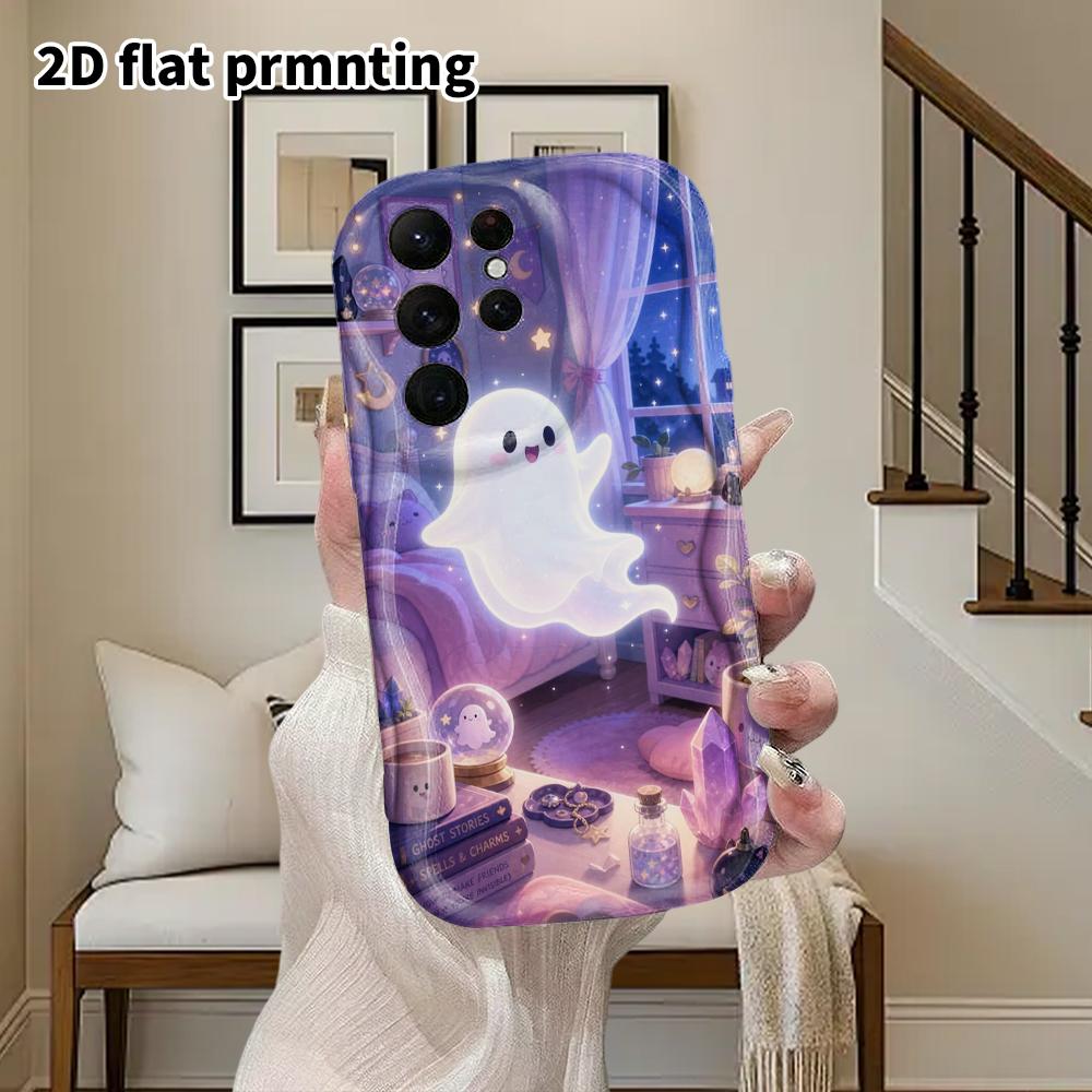 Phone Case: 2D Flat Samsung Galaxy A34 A35 M05 M06 S20 S22 S21 FE Plus 5G Protective Case, Couple Style, Glowing Ghost, Christmas and Halloween Gift