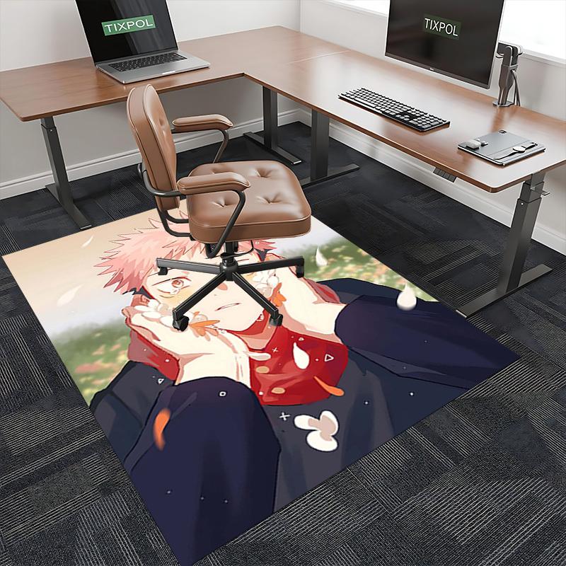 1pc Anime Cartoon Design Jujutsu Kaisen Satoru Gojo Office Chair Mat, Non-Slip Carpet for Home Decor, Suitable for All Seasons.U048