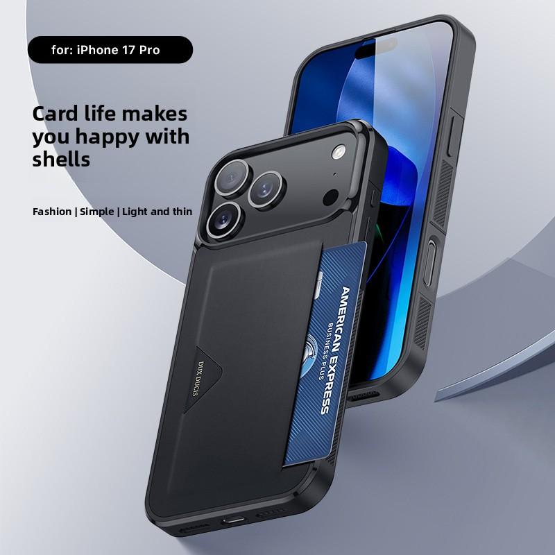 For Apple 17 Pro Card Insertion Phone Case IPhone 17 Simple Skin Feel Anti Drop Back Case IPhone 17 ProMax Card Insertion Bracket Phone Case
