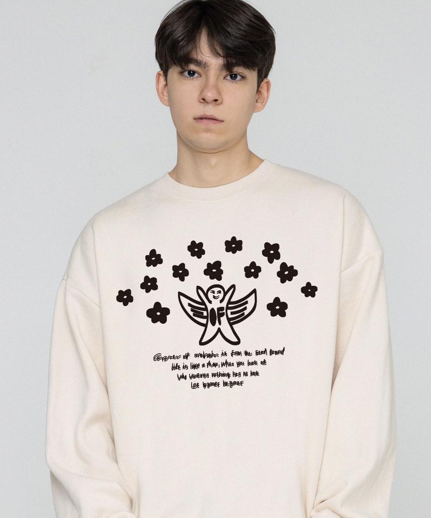 GRAVER [Unisex] Of Angel Flower Sweatshirt_Cream