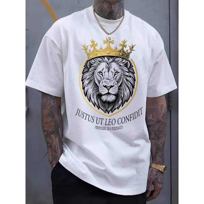 Europese maten Heren Print T-shirt - Vochtafvoerend Comfort, Ronde Hals Korte Mouw Casual Shirt, Machinewasbaar & Gouden Ontwerp